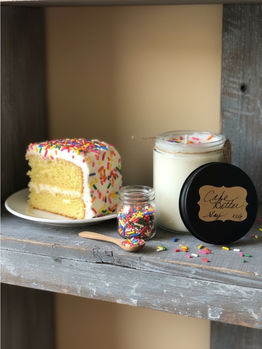 Hand-Poured Cake Batter Scented Soy Jar Candle - 8 oz